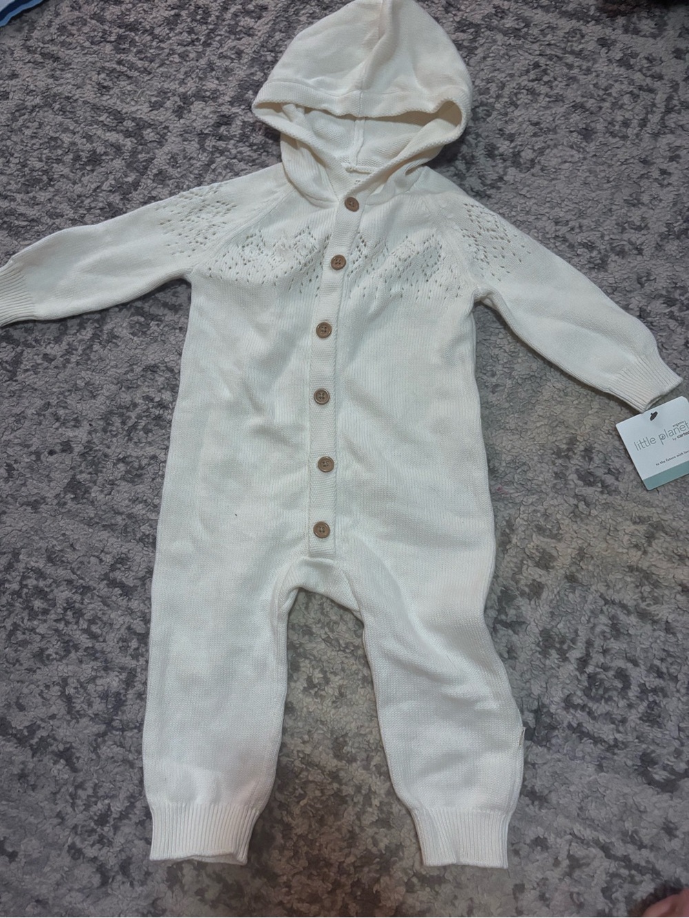 Cream Hooded Knit One-Piece